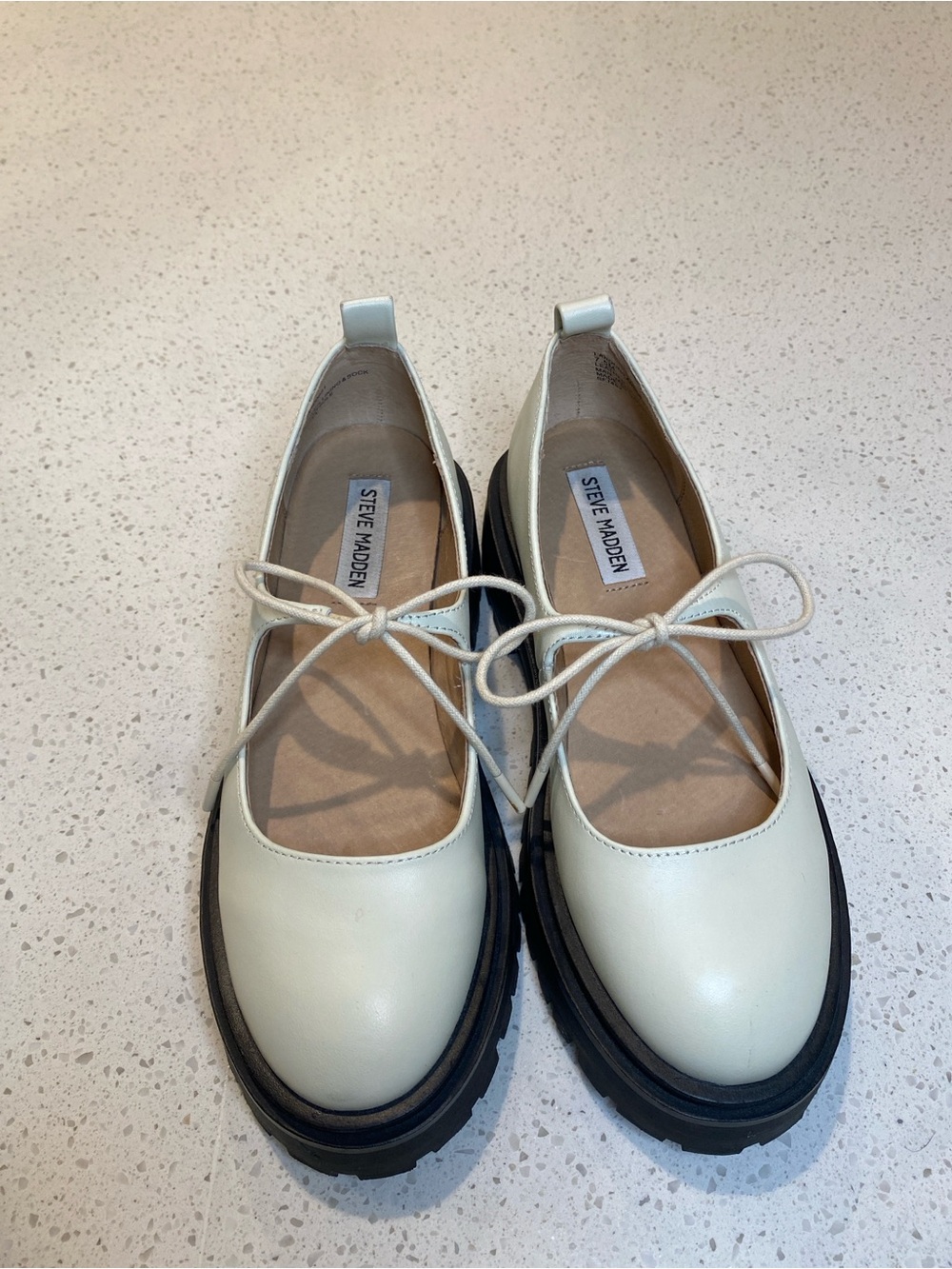 Steve Madden Ivory London Lace-Up Chunky Sole Flats